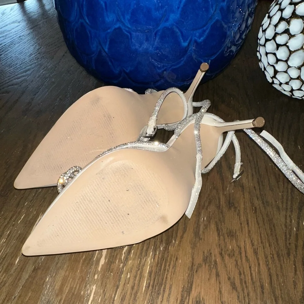 Steve Madden Cream Slingback Heels with Rhinestone Embellishments - Picture 3 of 3